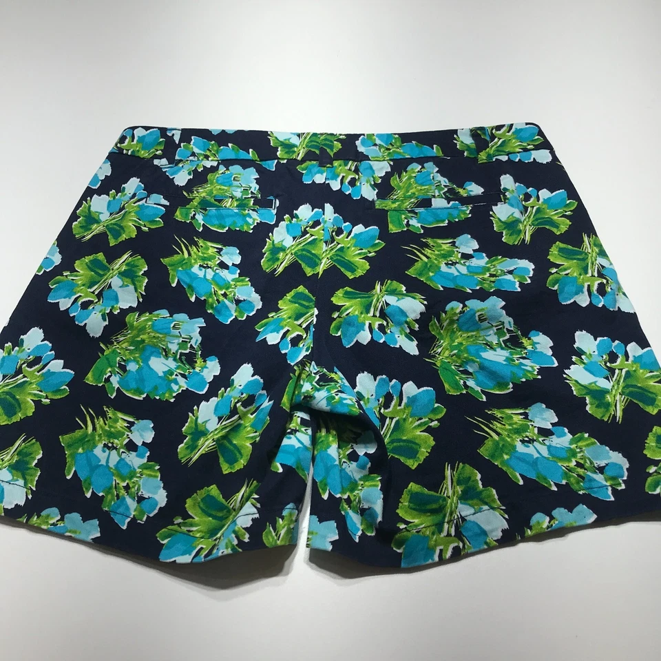 Pantalones Cortos Merona Para Mujer Talla 12 Azul Floral Frente Plano Tiro Medio Midi Sarga Informales Foto 2 de 4