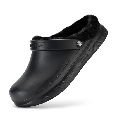 FitVille Men's Winter Clogs Chef Shoes Slip Resistant Fleece Lined Slip On 8-14