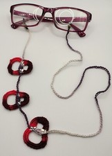 LACCETTO per OCCHIALI COLLANA COTONE SFUMATO OCCHIALI UNCINETTO rosso e bordeaux