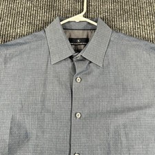 Hart Schaffner Marx Shirt Mens Large Blue Geometric Long Sleeve Button Up Cotton