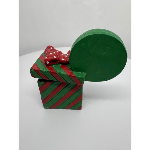 Present Trinket Box Christmas Decor No One's Watching Take A Peek Hard Clay - Picture 4 of 7