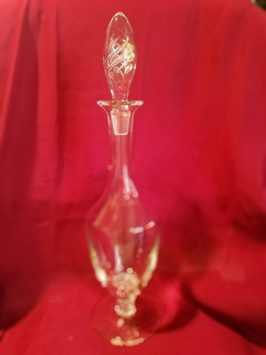 Vintage klare mundgeblasene Glasblase Spirale Karaffe + 3 Cordials 50er Jahre NOS - Bild 9 von 12