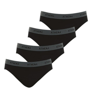 Athena Mens 4 Pack Promo Basic Cotton Ecopack Slips, Black - L - BNIB