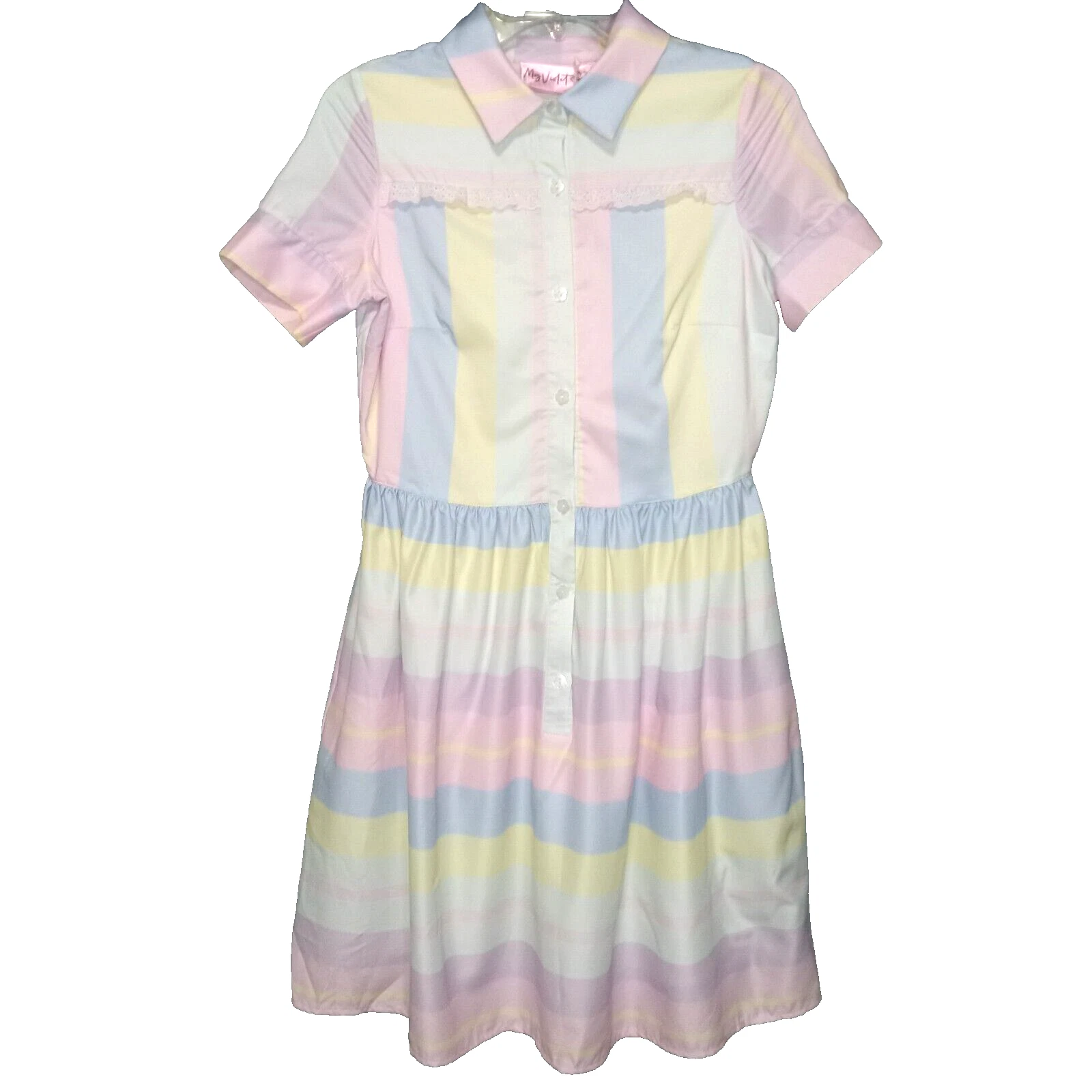 VALENTINO Abito donna My Violet pastello taglia S scollato foderato arcobaleno prateria cottage Kawaii