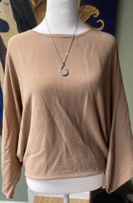 Casting L.A. Tan Beige Top Shirt Women s Lg Rayon Nylon