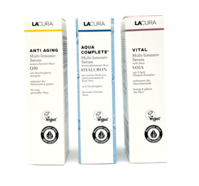  LACURA Multi Intensiv Serum Anti Aging Q10, Aqua Complete oder Vital Soja 30ml 