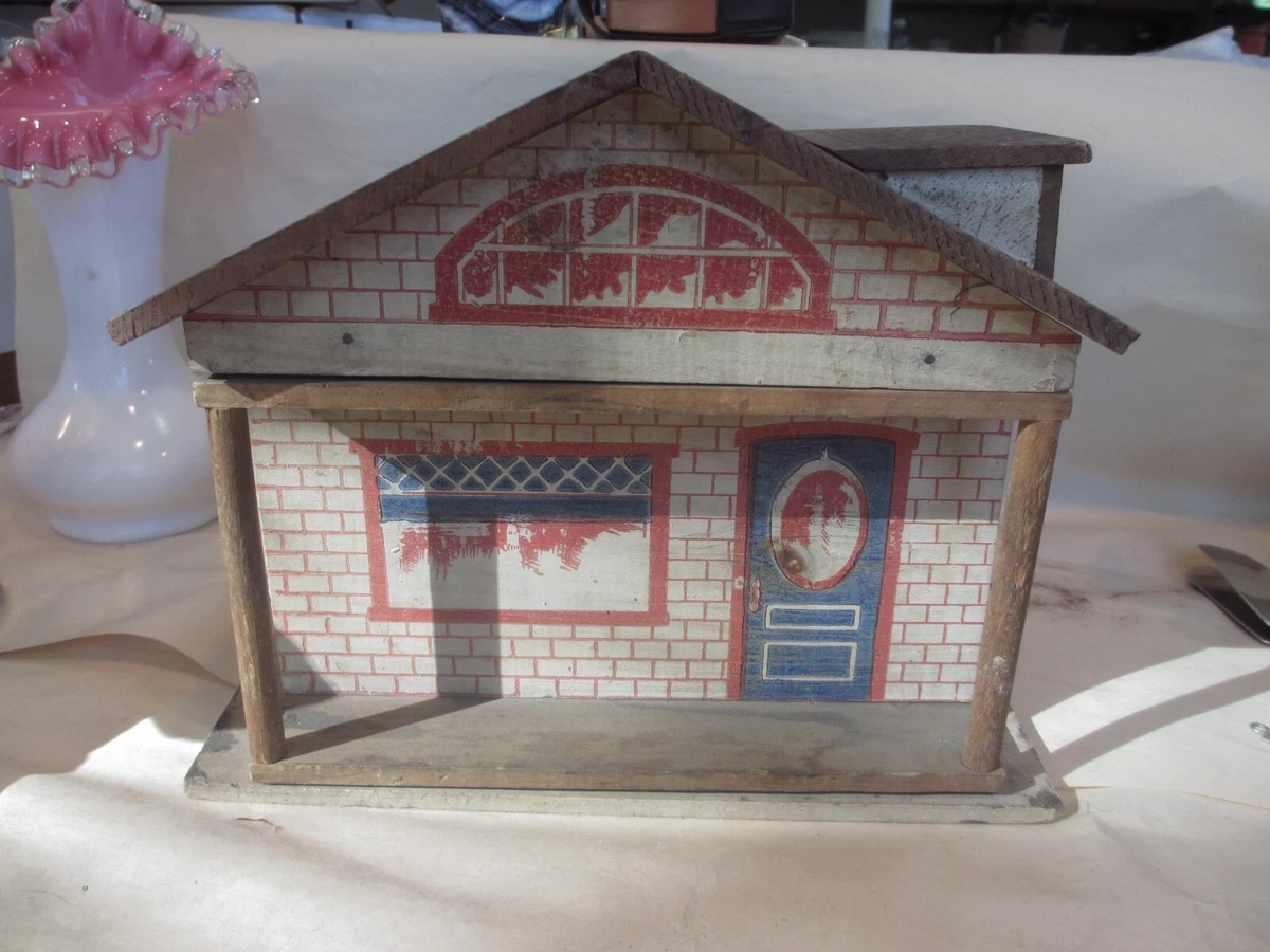 RARE ESTATE SALE FIND LATE EARLY 1900 S ANTIQUE LITHOGRAPH WOOD PLAYHOUSE DATED