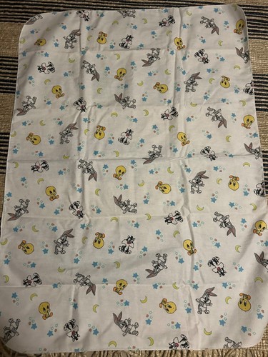 Set of 2 Vintage Baby Looney Tunes Receiving Blankets Tweety Bugs Bunny Sylvest - Picture 5 of 5