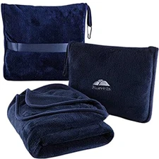 Premium Soft Travel Blanket Pillow Airplane Blanket Packed in Soft Bag Pillow...