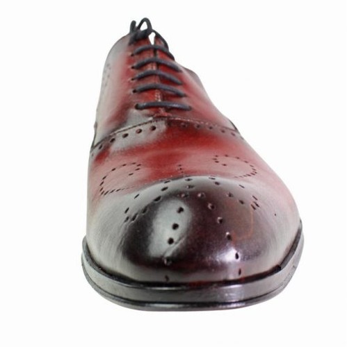 Ivan Troy Alberto Red Italian Oxford Leather Shoes For Men's / Made in Italy - Picture 7 of 8