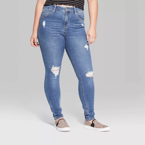 Women's High-Rise Distressed Skinny Jeans - Wild Fable - Size 4 (27" Waist) - Picture 4 of 11
