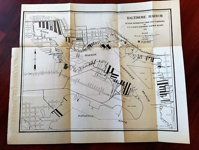 #ad 1909 Map Baltimore Harbor Railroad Ownership Atlantic Fruit Company Piers Docks $25.90