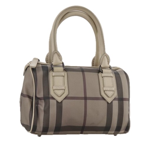 BURBERRY Nova Check Tote Bag PVC Gray Silver Auth 108389