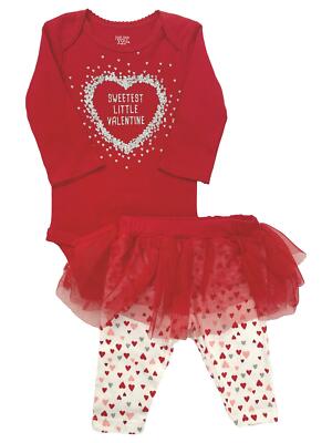 Carters Infant Girls Red Sweetest Little Valentine Bodysuit & Tutu Legging 3M