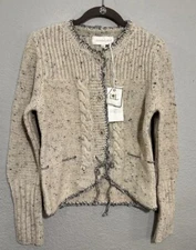LOVE THE LABEL Victorian Wool-Blend Cardigan Color EGRET Size XS