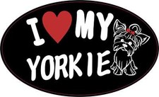Sketch Oval I Love My Yorkie Vinyl Sticker Car Truck Vehicle Bumper Decal