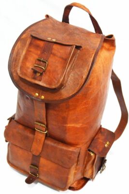Fashionable Leather Bag Men Backpack Laptop Vintage Shoulder Messenger Rucksack