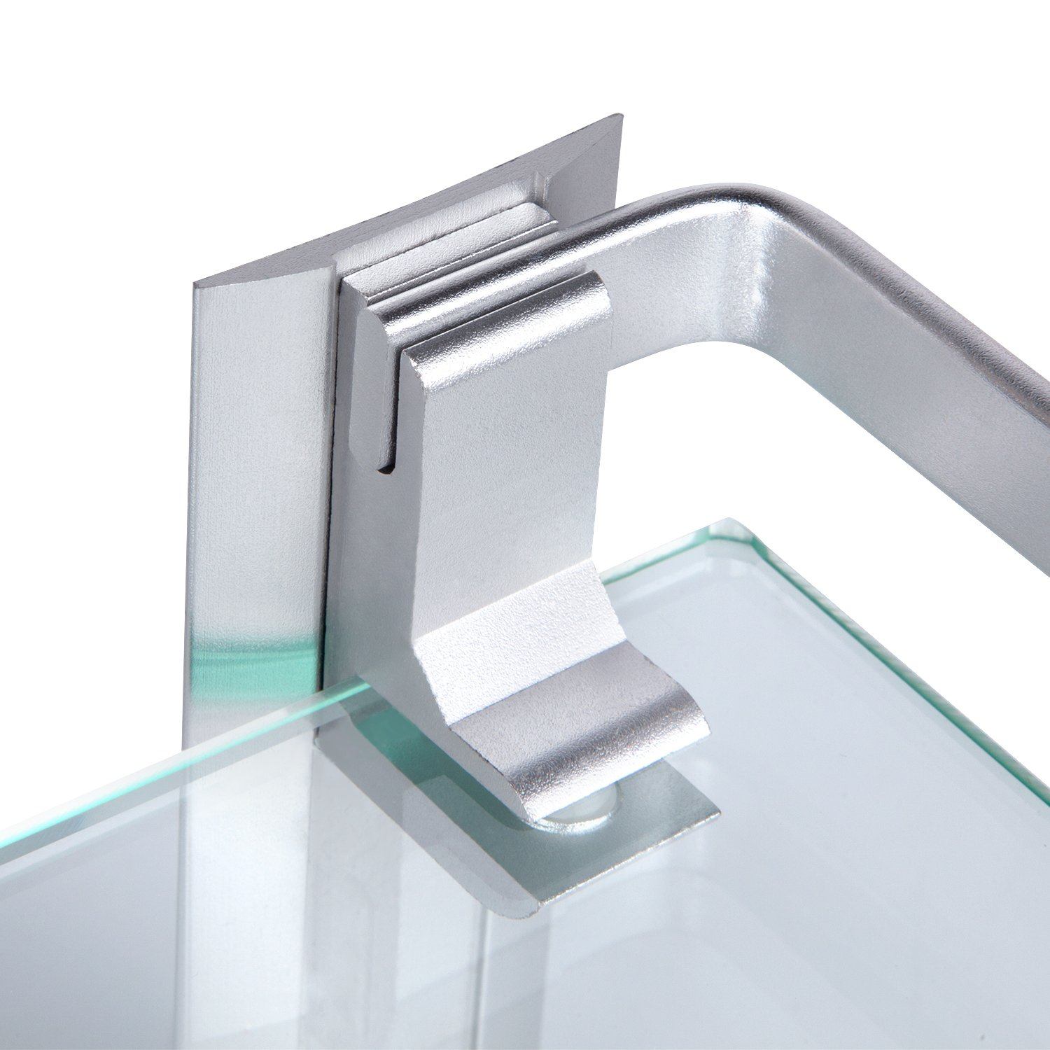 Vdomus Tempered Glass Bathroom Shelf w/ Towel Bar Wall Mounted Shower