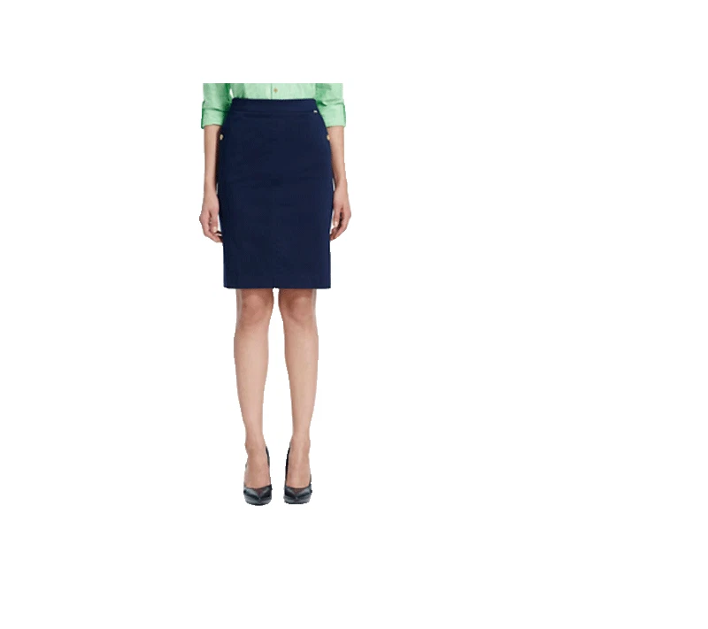 NEW JONES NEW YORK NAVY BLUE COTTON PENCIL SKIRT SIZE 12 $79