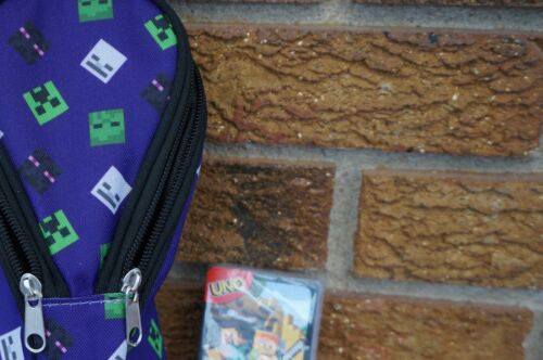 Holder PENCIL Case MINECRAFT Storage Soft Bag Zip PURPLE Creeper Figure UNO Lot - Picture 2 of 10