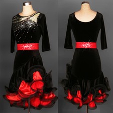 Latin Ballroom Dance Dress Modern Salsa Waltz Standard Long Dress F089 2 Colors