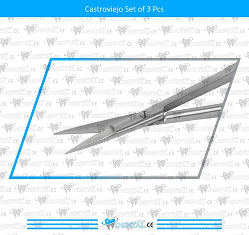 Set of 3 - Dental TC Castroviejo Micro Surgery Scissors Needle Holder Forceps - Picture 3 of 5