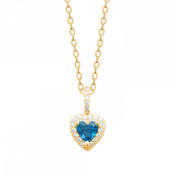 Collier coeur en plaqué or 18 carats et oxydes de zirconium pour femme
