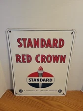 (VTG) 1948 STANDARD RED CROWN PORCELAIN GAS OIL STATION PUMP PLATE