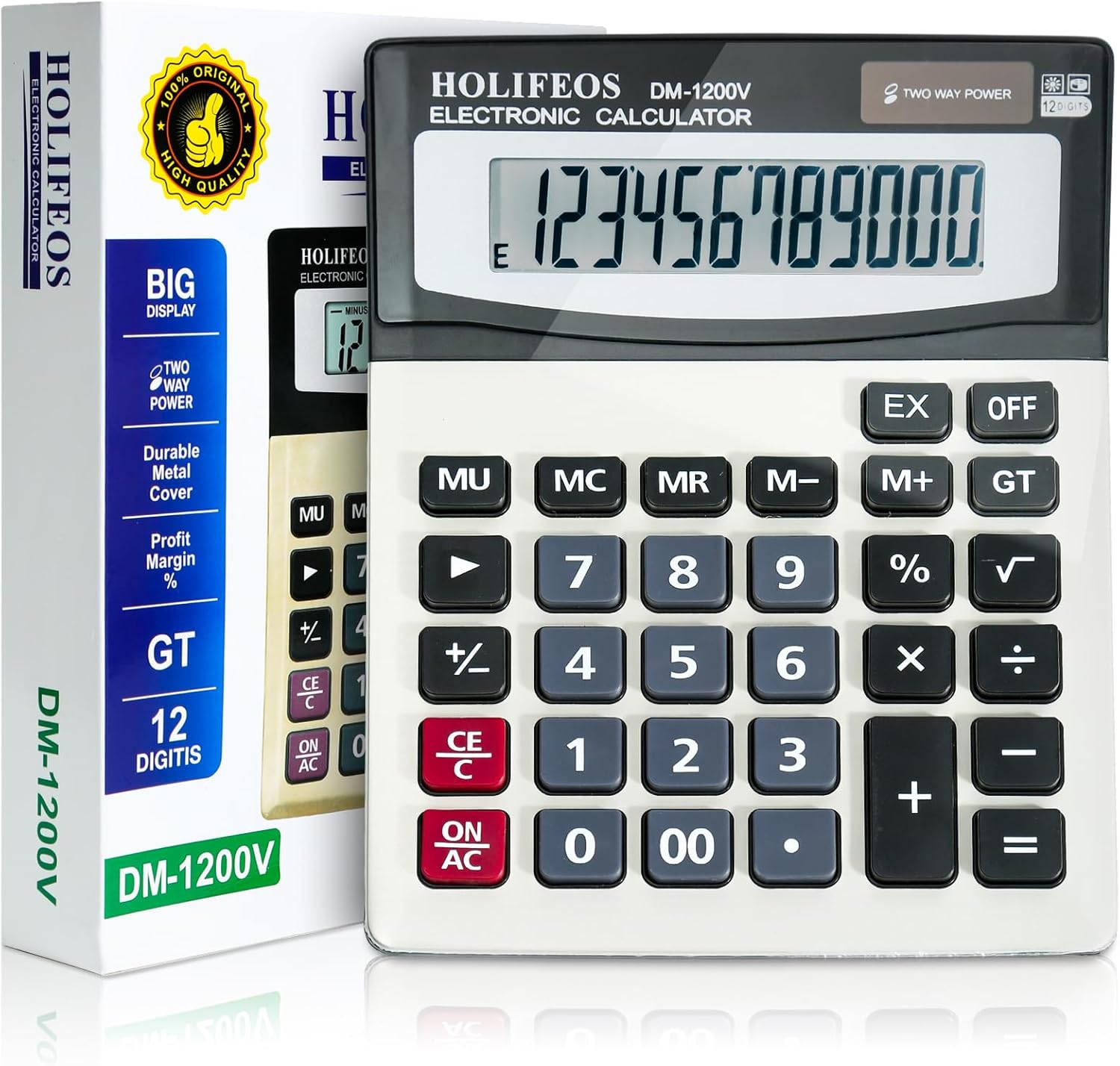 Calculator, 12-Digit Large LCD Display Calculators Desktop, Big Button Desk Calc-image