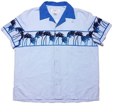 DISNEY WORLD Typhoon Lagoon Cast Member Uniform Shirt Blue Palms Men's XXL 2XL