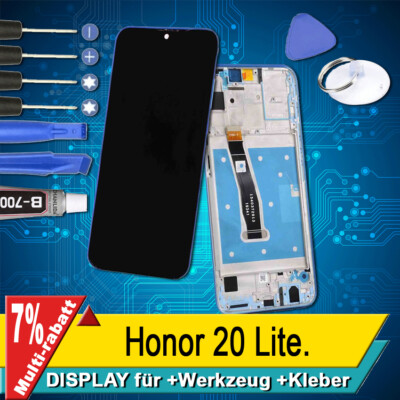 Display Für Huawei Honor 20 Lite Komplettes Bildschirm Lcd Touch Blau Rahmen +