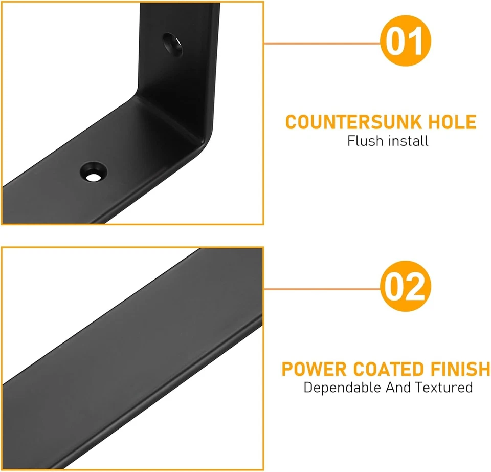 Supporti per Mensole Neri, Staffe Angolari a 90 Gradi in Ferro Di Alta Qualità, - Immagine 3 di 4