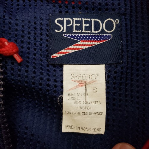VINTAGE Speedo Jacket Mens Small Blue Red Windbreaker Lightweight Coat Adult 90s - Picture 4 of 8