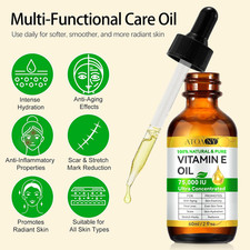 Vitamin E Oil 75,000 IU   100 Pure Natural Vitamin E for Skin, Face, Hair, S...