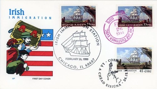 1999 US-Ireland Irish Immigration Joint Issue FDC House of Farnam