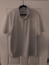 Under Armour White Grsy Stripe polo
