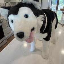 Large Husky Dog Plush Standing Dog 22 x 30 Lifelike Bendable Limbs