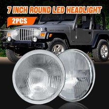 7 Inch Round Headlight Glass Housing Clear Lens Sealed Beam H6024 H6014 Pair