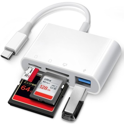 USB SD Card Reader, 4 in 1 USB-to SD Memory Card Adapter with CompactFlash/CF...