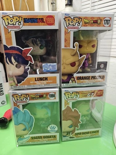 DragonBall Funko Pop Lot of 4 Pops ss4 Gogeta,SSGSS Gogeta,Lunch Orange Piccolo