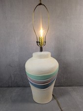 Vintage 1992 Elite Pastel Plaster Table Lamp  Postmodern Memphis Art Deco Retro