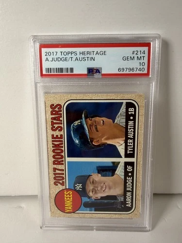 2017 Topps Heritage Rookie Stars Aaron Judge, Tyler Austin #214 (RC) PSA 10 Card