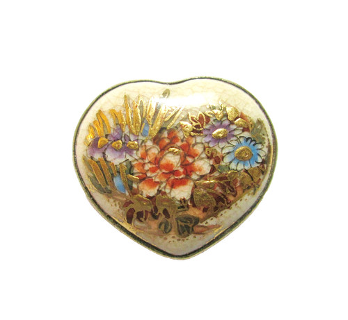 Antique Hatpin Hand-Painted Satsuma Heart