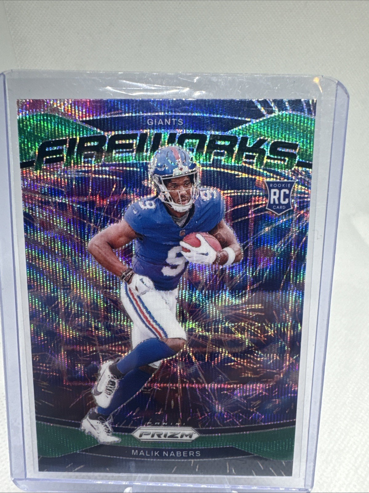 2024 Panini Prizm #21 Malik Nabers Fireworks Wave Green Prizm