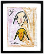 Menashe Kadishman- Pastel on Paper "Untitled"