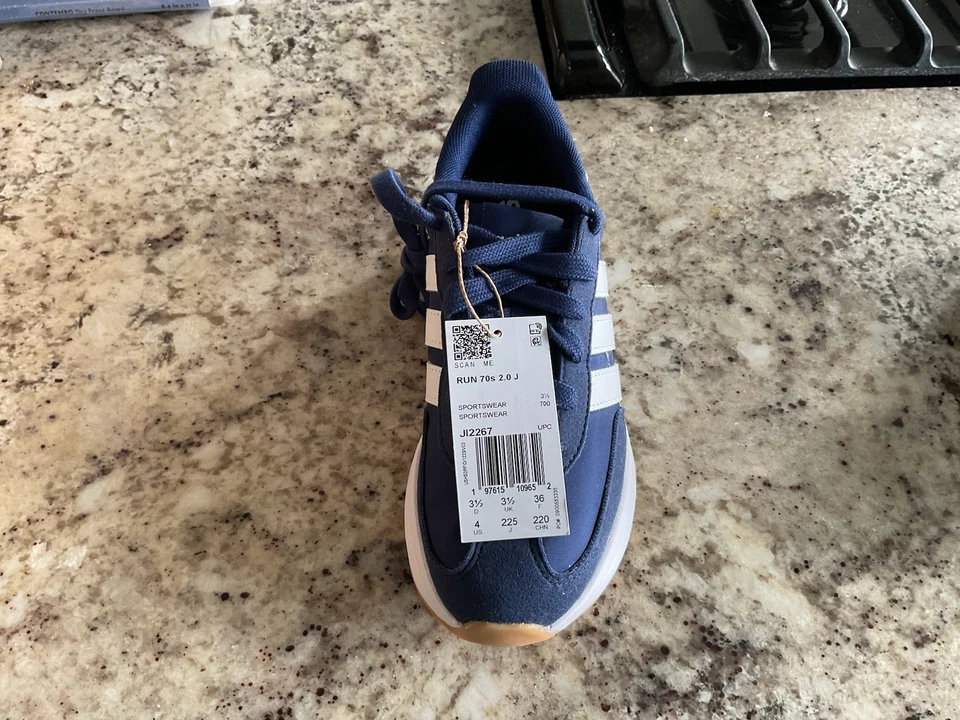 Adidas Run 70s 2.0 J Kids Navy White Casual Sneakers Shoes Size 4 US - Image 4 of 4