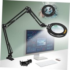 Ultra Long 3-Section Swing Arm 12X Magnifying Glass with Light 12X 35.2in Clamp