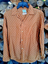 70s Lord Carroll Disco Mod All Over Print Yellow Design Dressy Single Needle Med