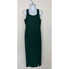 Night Studio New York Green Crepe Maxi Dress Women’s Size 14 Vintage USA Made 