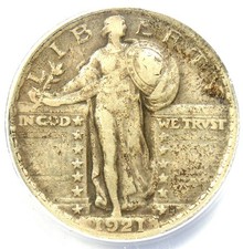 1921 Standing Liberty Quarter 25C Coin - Certified ANACS XF40 EF40 . 850 Value